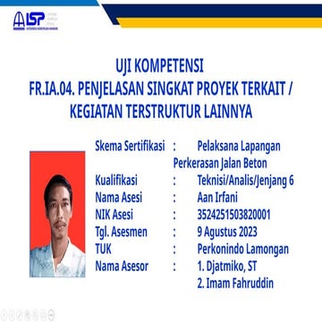 Aan Irfani - Pelaksana Lapangan Perkerasan Jalan Beton.pptx