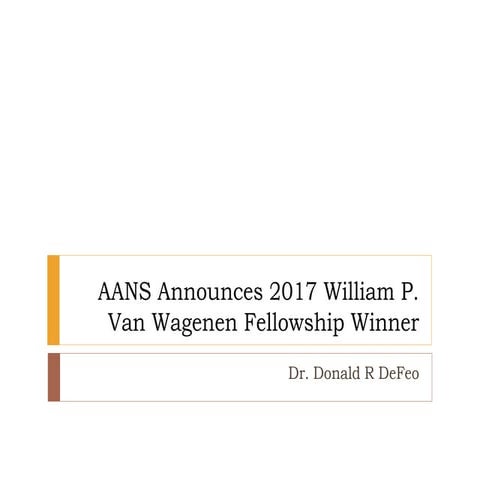 AANS Announces 2017 William P. Van Wagenen Fellowship Winner