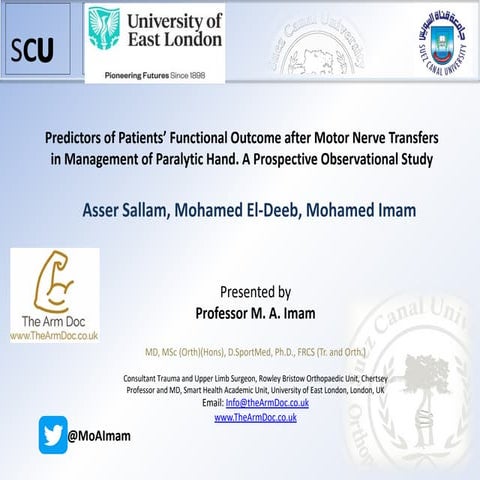 Predictors of Patients’ Functional Outcome after Motor Nerve Transfers in Man...