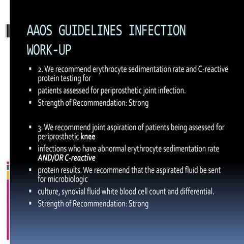 AAOS Guidelines Infection Work-Up