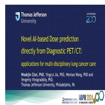 Novel AI-Based Dose Prediction Directly from Diagnostic PET/CT: Applications ...