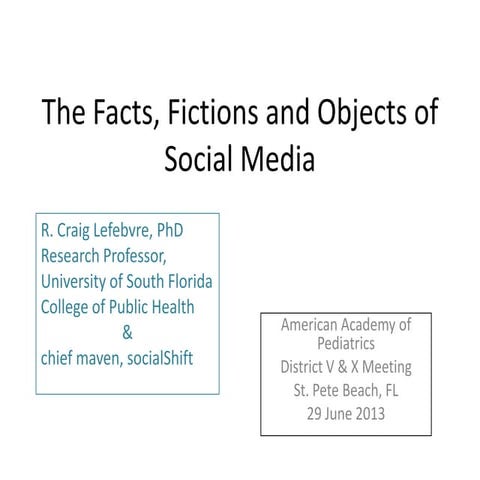 The Facts, Fictions and Objects of Social Media