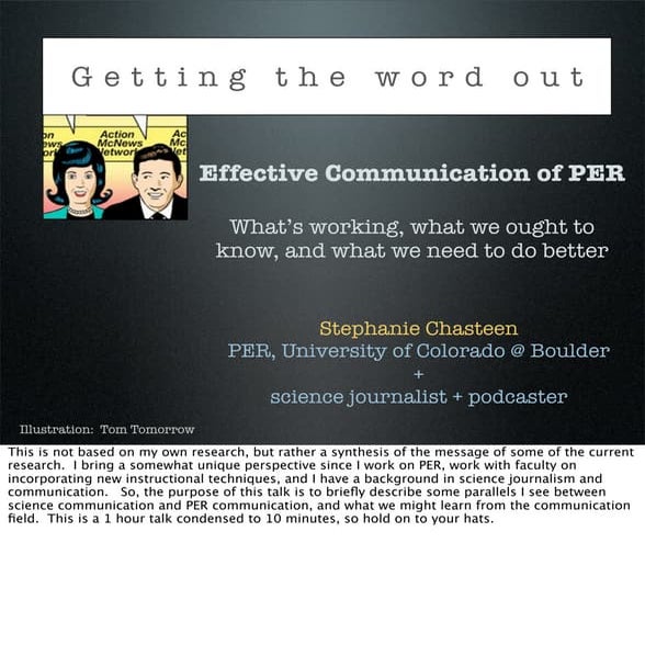Get the word out:  Communicating the results of PER