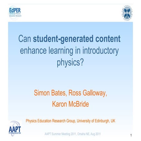Can Student-Generated Content Enhance Learning in Introductory Physics?