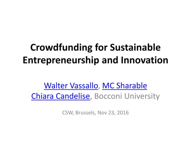 Crowdfunding for Sustainable Entrep...