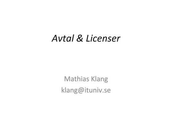 Avtal Licenser Ehandel
