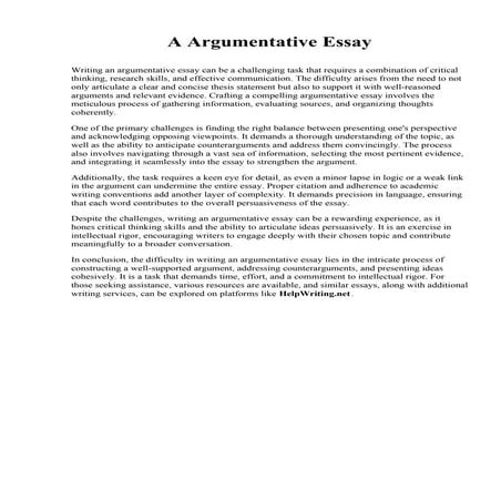 A Argumentative Essay. Graceland University