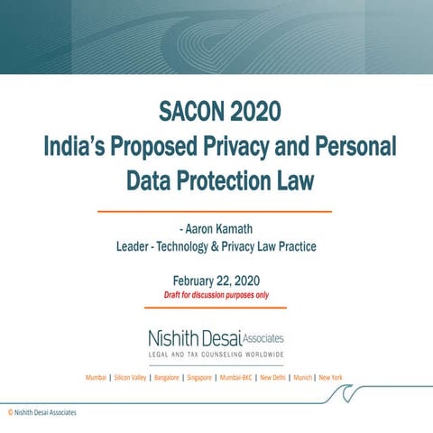 India'a Proposed Privacy & Personal Data Protection Law 