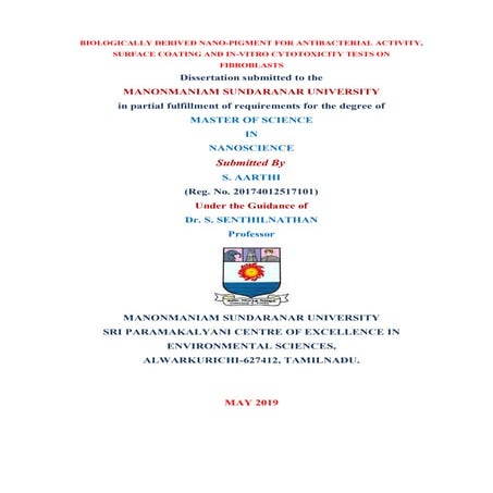 A THESIS ON NANOPIGMENT