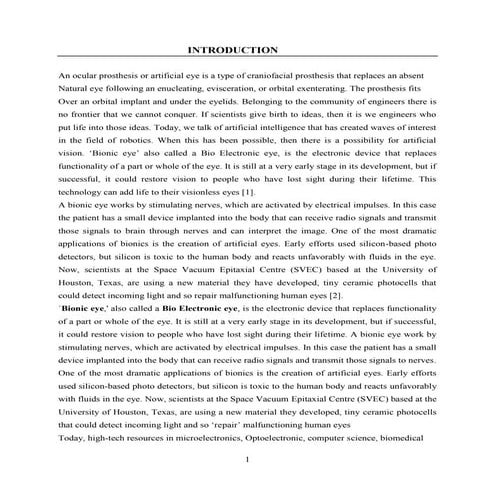 Aartificial eye seminar full report