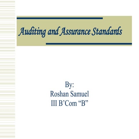Auditing And Assurance Standards