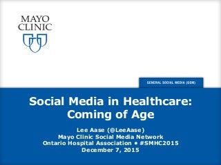 Social Media In Healthcare: Coming of Age