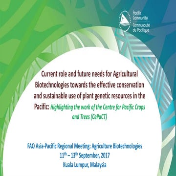 A case study from crop or tree genetic resources in the pacific. l. waqainabete