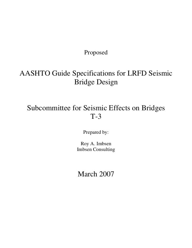 Aashto Guide Specifications For Lrfd Seismic