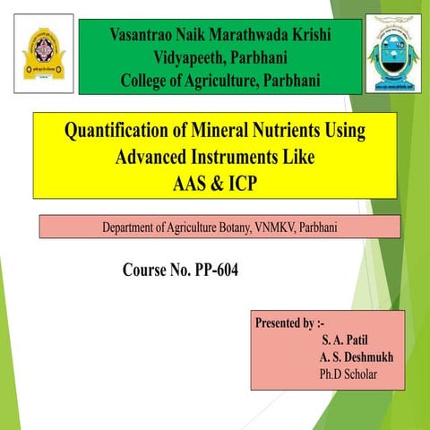 Quantification of Mineral Nutrients Using Advanced Instruments Like AAS & ICP