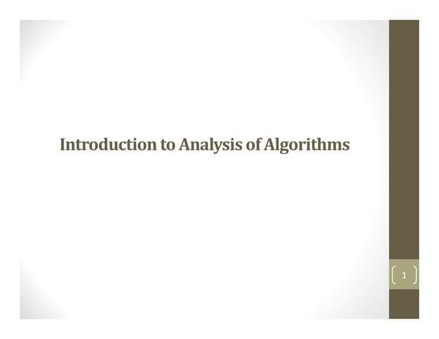 introduction to analysis of algorithm in computer science | PDF