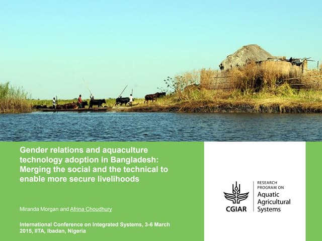 Gender Relations and Aquaculture Technology Adoption in Bangladesh: Merging t...