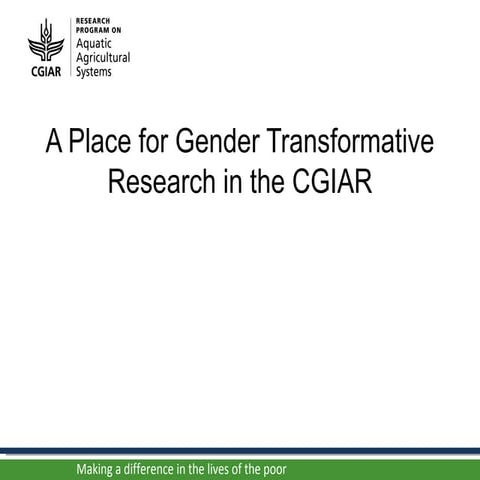 Gender Transformative Change CGIAR AAS CRP