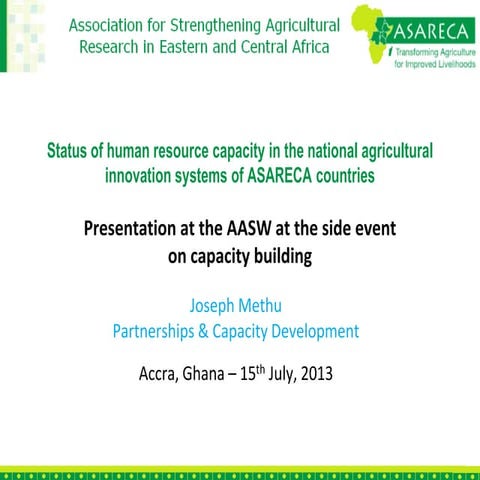 Status of human resource capacity in the national agricultural innovation sys...
