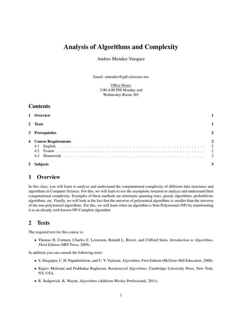 Analysis of Algorithms  Syllabus