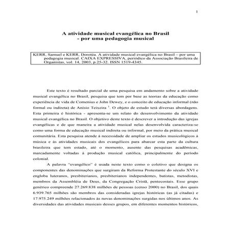 A atividade musical evangelica no brasil