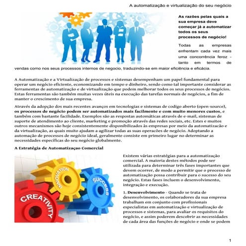 A automatização e virtualização do seu negócio