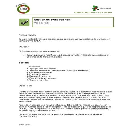 Como realizar evaluaciones en CREA