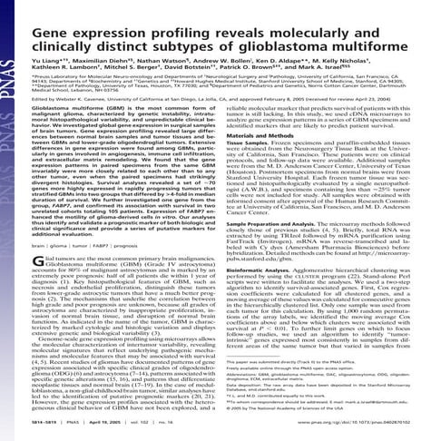 Gene expression profiling reveals molecularly and clinically distinct subtype...