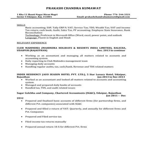 Resume_ Prakash Chandra Kumawat