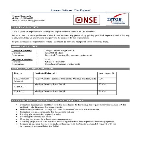 CV Heena Test Er  Manual_Automation_Java 2 Years Exp