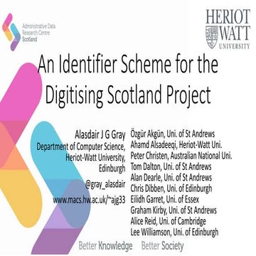 An Identifier Scheme for the Digitising Scotland Project