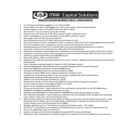 Indian Union Budget 2017