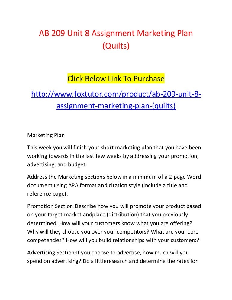 Marketing plan assignment pdf picture