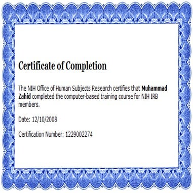NIH IRB Certificate | PDF