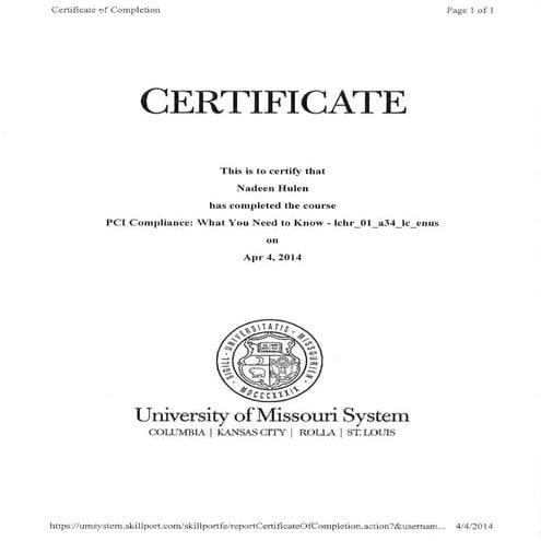 PCI Compliance Certificate | PDF