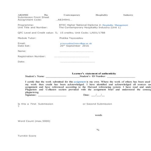 Ab349 h1 the contemporary hospitality industry