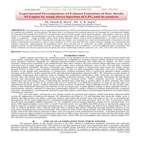 Experimental Investigations of Exhaust Emissions of four Stroke SI Engine by ...