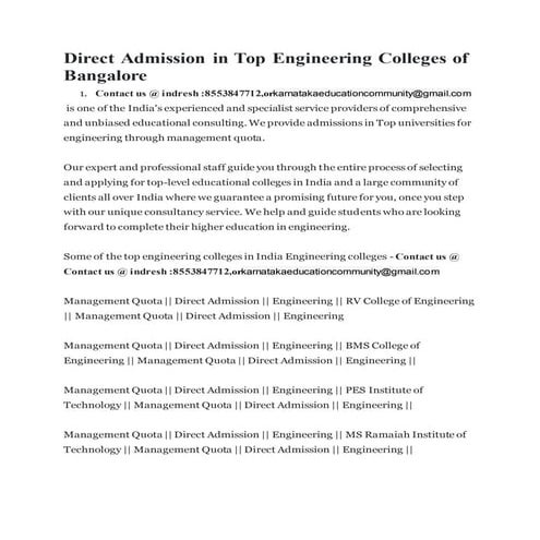 Direct Admission in BMS College of Engineering Bangalore 2026 | PDF