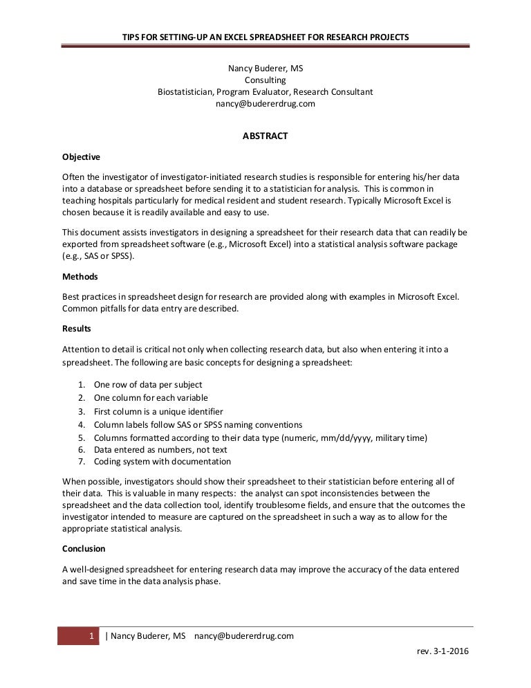 Tips on Setting Up Excel Spreadsheets - Nancy Buderer
