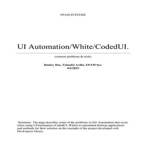 UI Automation_White_CodedUI common problems and tricks