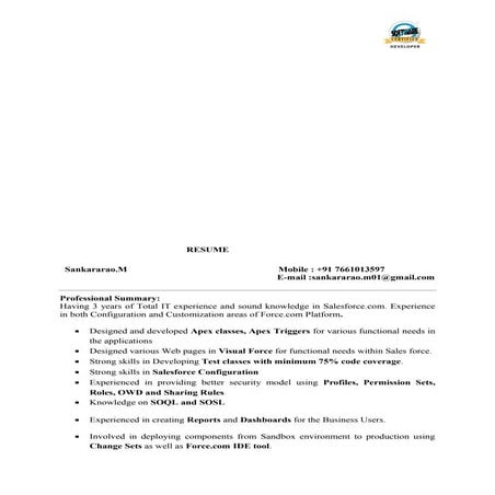 SFDC 3.0 RESUME