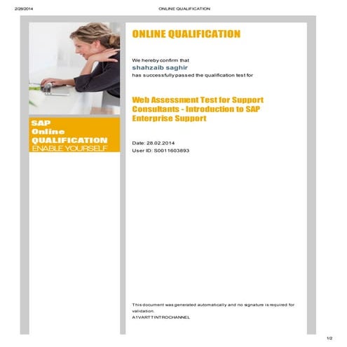 WEB ASSESSMENT TEST FOR SAP DEMAND GENERATION E-LEARNING | PDF