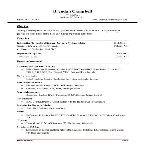 Brendan Campbell RESUME IT