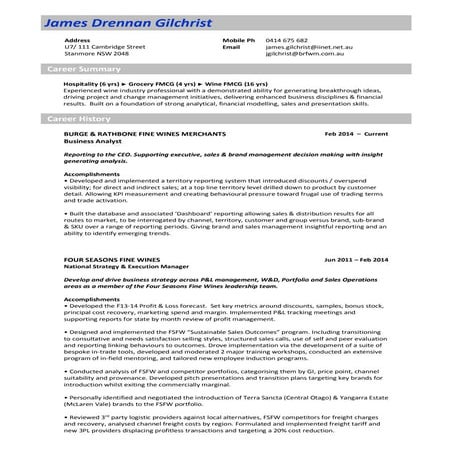 RESUME James Gilchrist MAR 2015