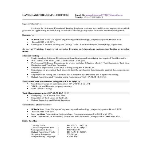 nani   testing resume