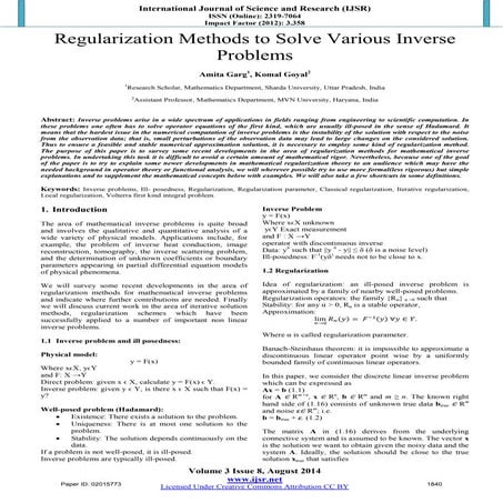 Regularization Methods to Solve
