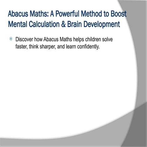 Abacus Maths for Enhanced Mental Skills!