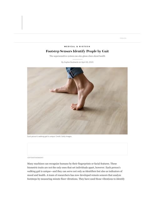 Footstep Sensors Identify People by Gait