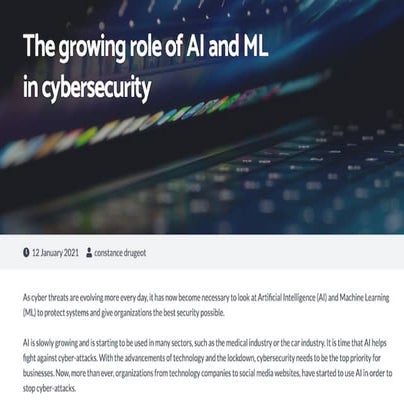 The growing role of AI anf ML in cybersecurity | PDF