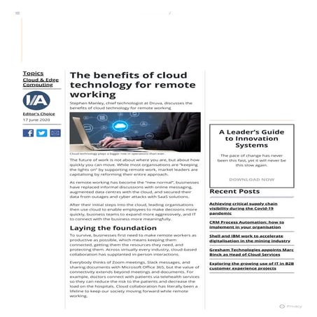 The benefits of cloud technology for remote working